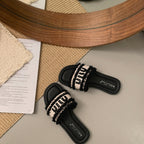 Damen bequeme Slide-Sandalen mit modischem Textiloberteil und stylischen Riemen EB