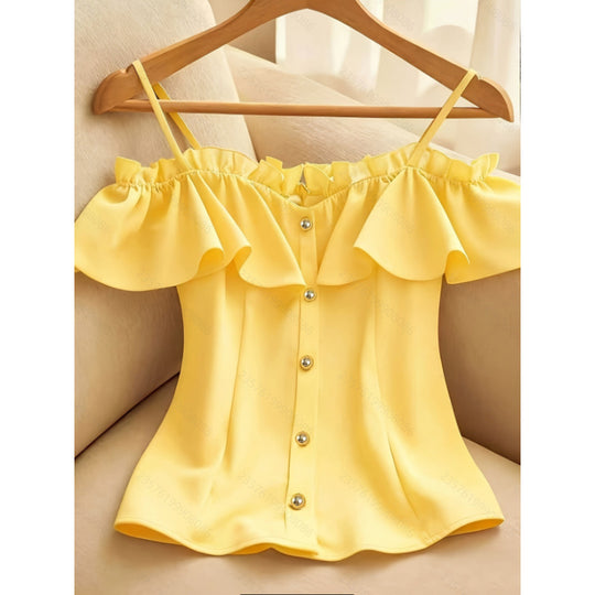 Damen Bluse mit Rüschendetails und Knopfleiste R&B