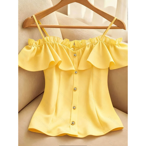 Damen Bluse mit Rüschendetails und Knopfleiste R&B