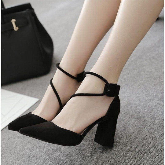 Damen elegante Ankle-High Pumps mit verstellbarem Riemchen R&B