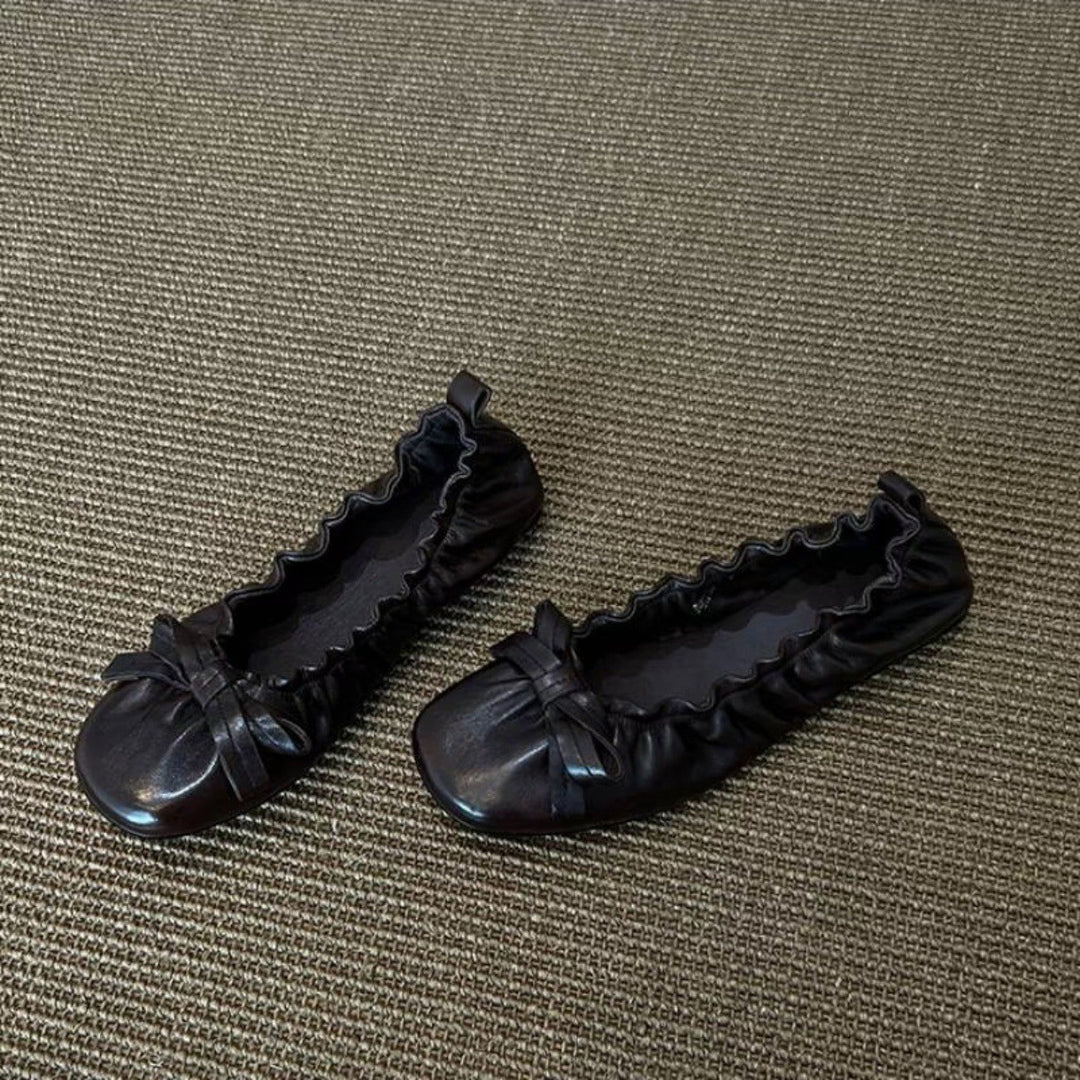 Damen Ballerina-Schuhe mit gerafftem Design und verspieltem Schleifendetail R&B
