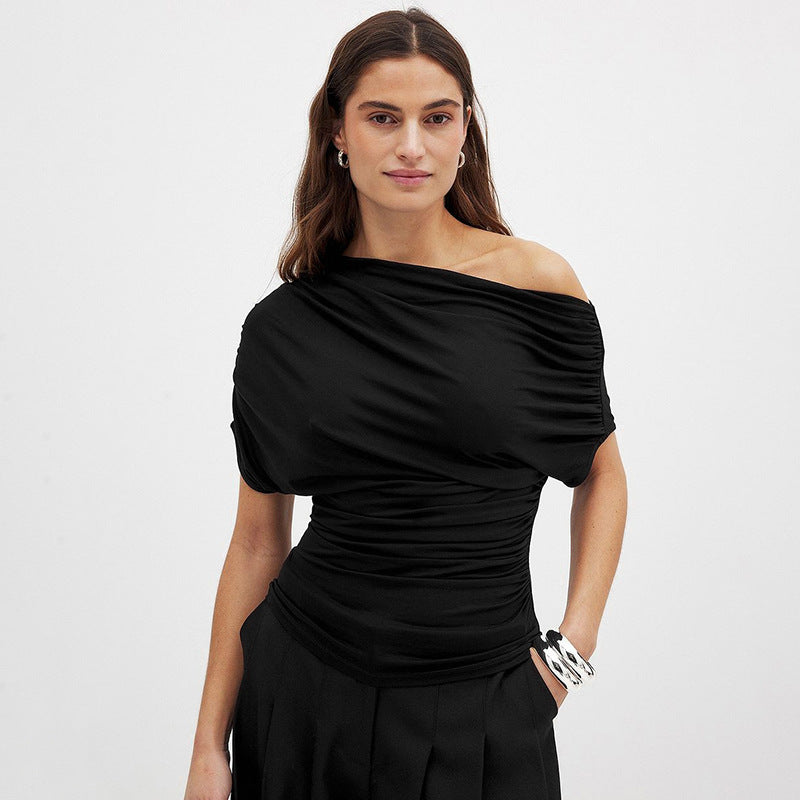 Damen asymmetrisches Wickeloberteil mit raffinierten Drapierungen R&B