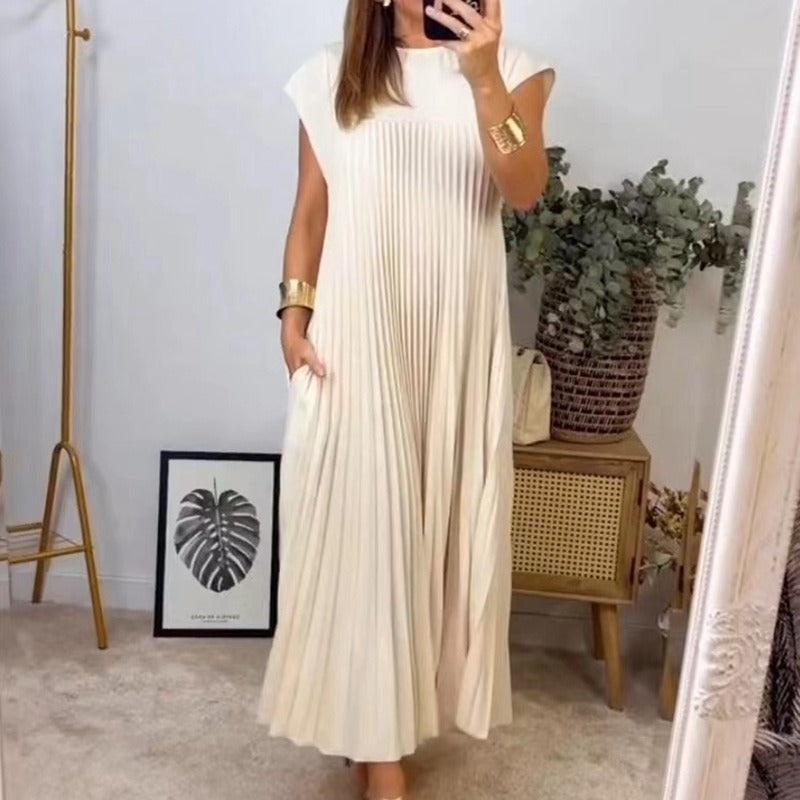 Damen Maxikleid mit plissiertem Design R&B