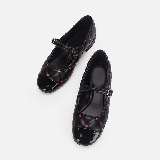 Damen Elegante Ballerinas mit verstellbarem Riemen und geschmackvollem Lackdetail R&B