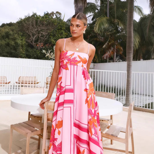 Damen Maxikleid mit floralem Motiv und fließendem Schnitt R&B