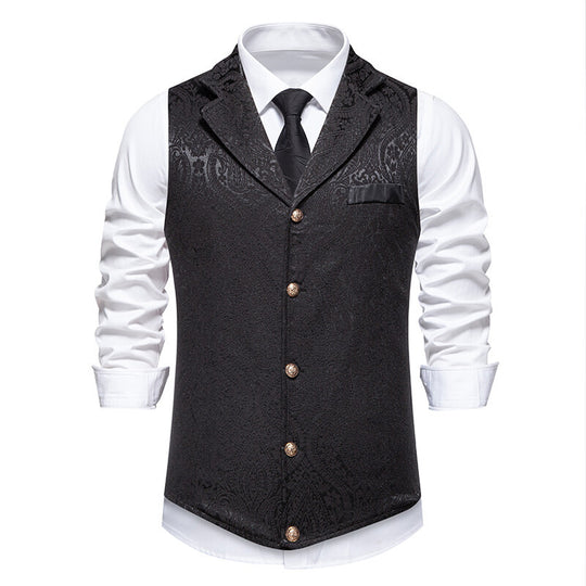 Herren elegante Anzugweste mit feinem Floral-Muster und hochwertiger Verarbeitung R&B