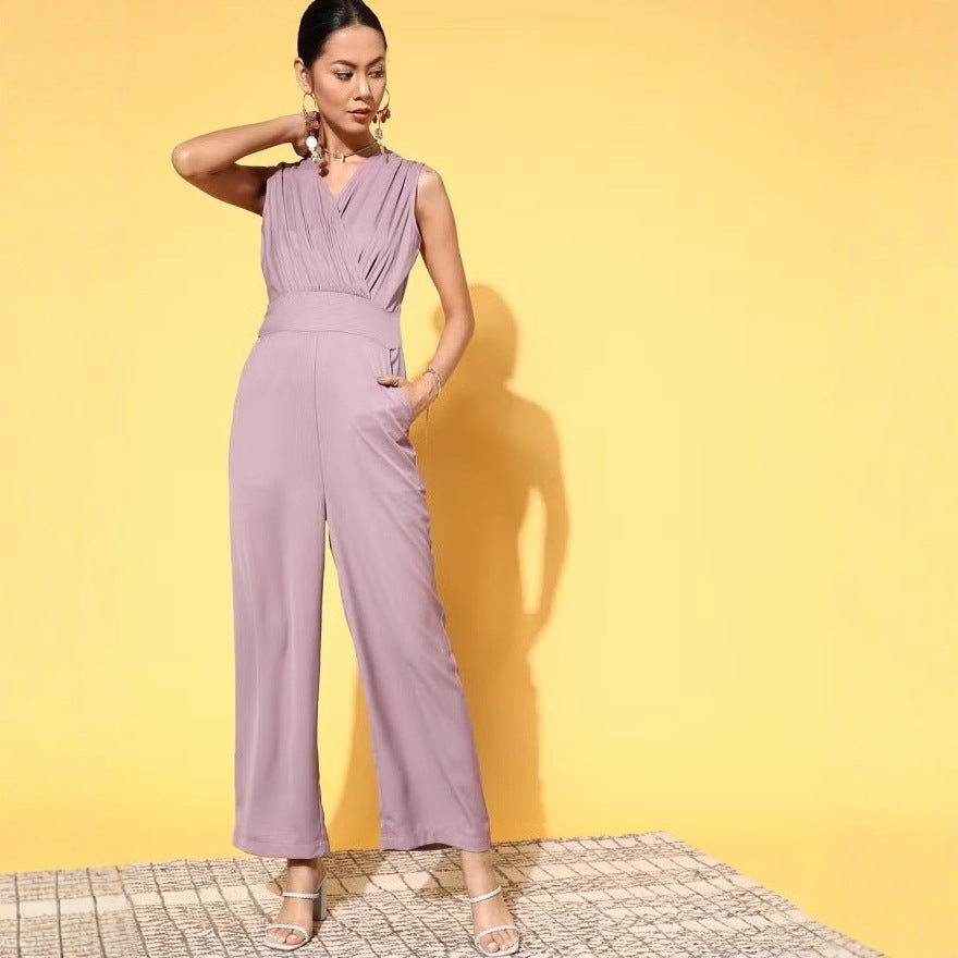 Damen Jumpsuit mit elegantem V-Ausschnitt von R&B