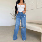 Damen Weit geschnittene Jeans mit Destroyed-Details R&B