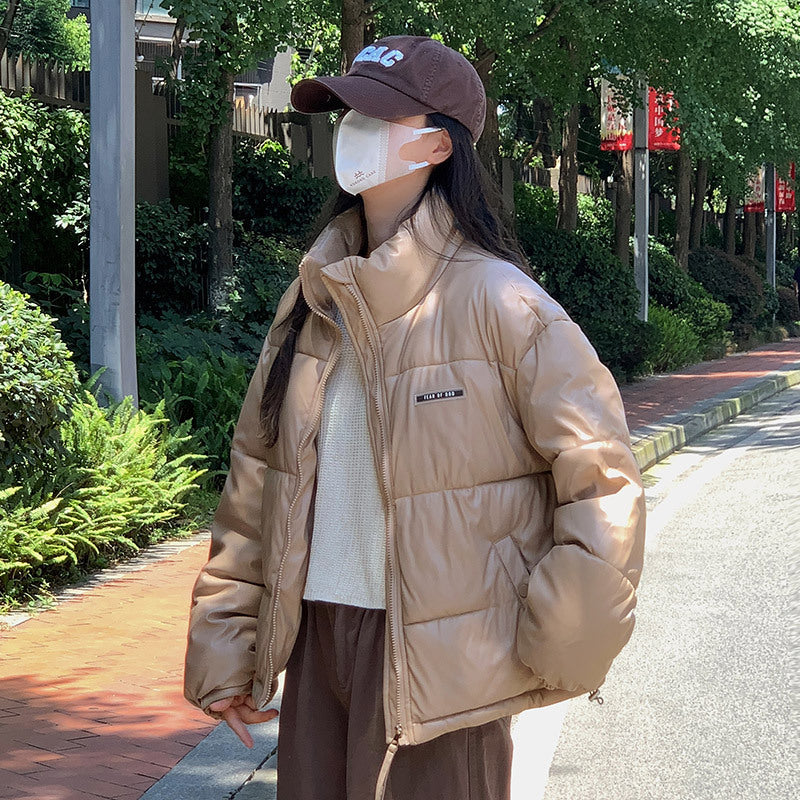 Damen Stylische und ultraleichte Pufferjacke mit hohem Kragen und praktischen Taschen R&B