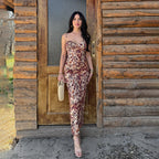 Damen Maxikleid mit elegantem Tiermuster R&B