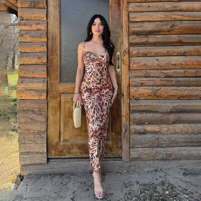 Damen Maxikleid mit elegantem Tiermuster R&B