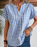 Damen Karobluse mit leichtem Baumwollstoff und modischem Button-Up-Design R&B