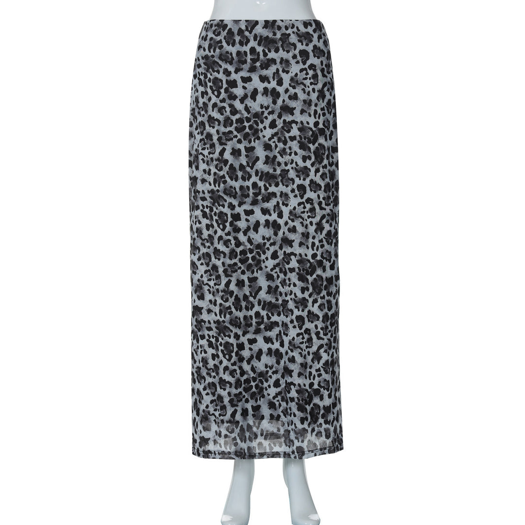 Damen Maxi-Rock mit elegantem Leoprint und hohem Schlitz R&B