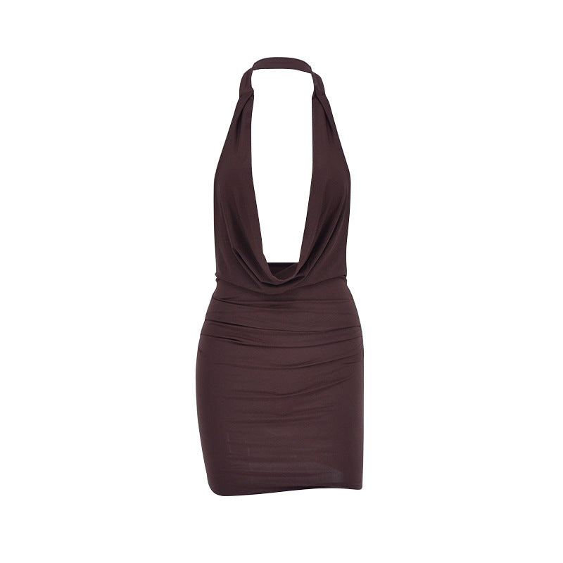 Damen Neckholder Minikleid mit verführerischem Ausschnitt und raffinierten Drapierungen R&B