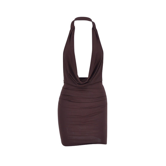 Damen Neckholder Minikleid mit verführerischem Ausschnitt und raffinierten Drapierungen R&B