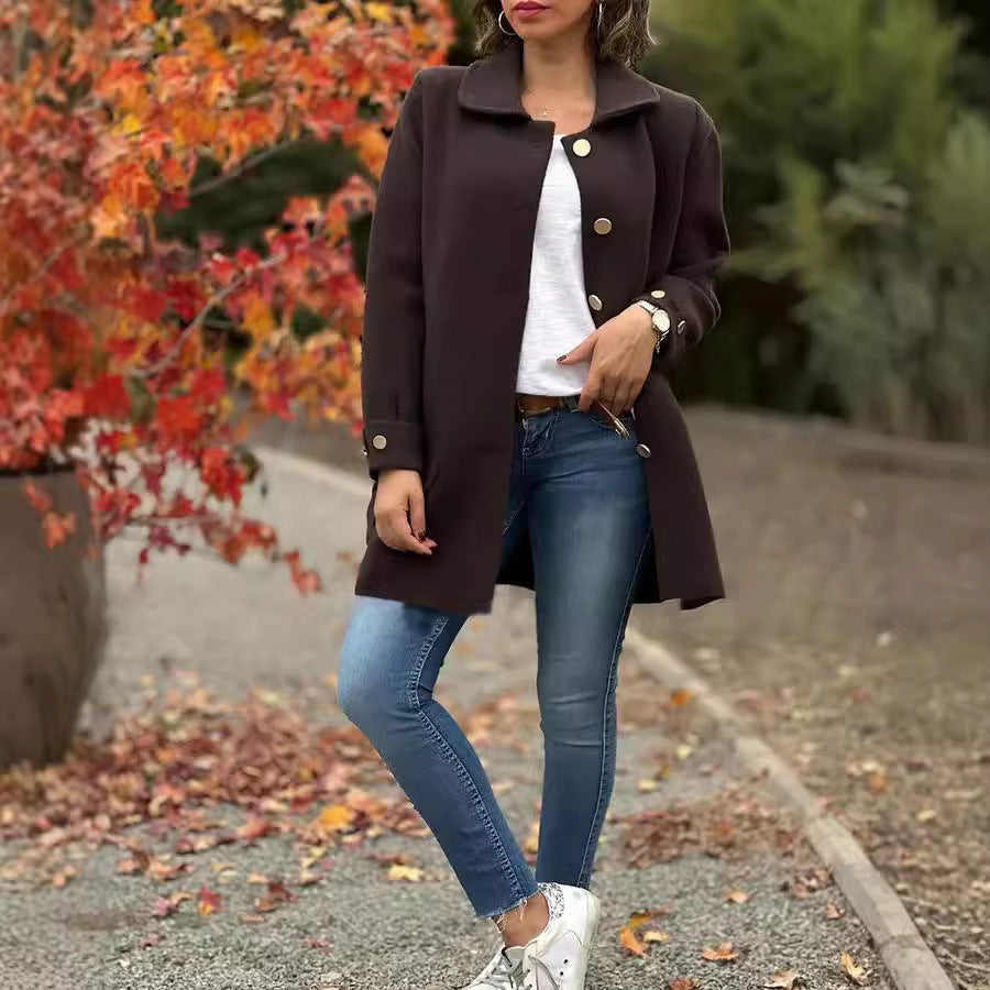 Damen eleganter und lässiger Wollmantel