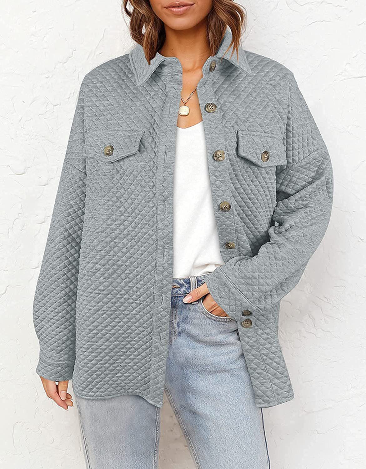 Damen elegante gesteppte Jacke im lässigen Schnitt R&B