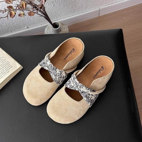 Damen komfortable Hausschuh-Slipper mit dekorativem Riemen und wärmendem Innenfutter R&B