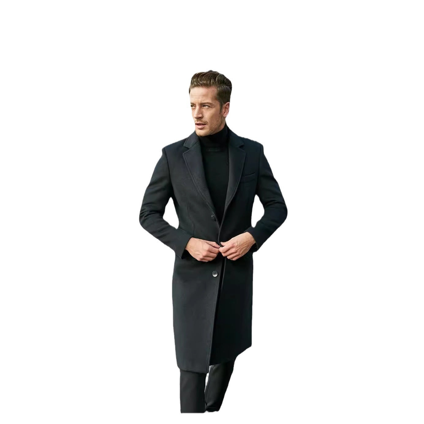 Herren eleganter lange Wool Blend Mantel R&B