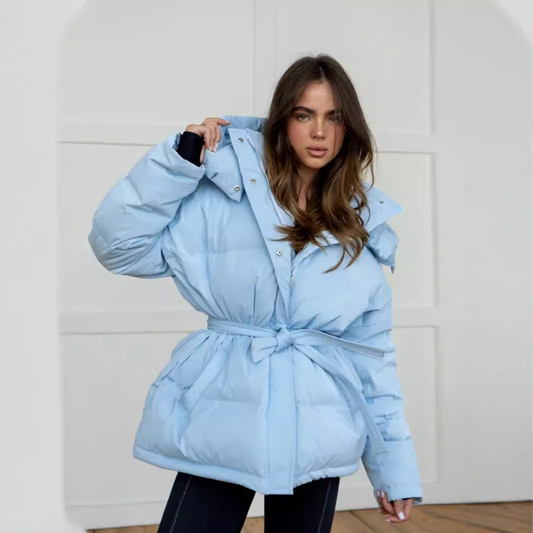 Damen Wattierte Jacke mit Kapuze und seitlichen Taschen R&B