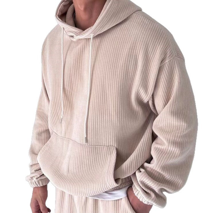 Herren Kuscheliger Hoodie mit Rippstruktur und praktischer Kängurutasche R&B