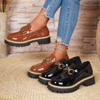 Damen Komfortable Mokassin-Schuhe mit glänzenden Akzenten und robustem Sohlenprofil R&B