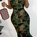 Damen Figurumspielendes Kleid mit eindrucksvollem Grafikmuster und asymmetrischem Schnitt