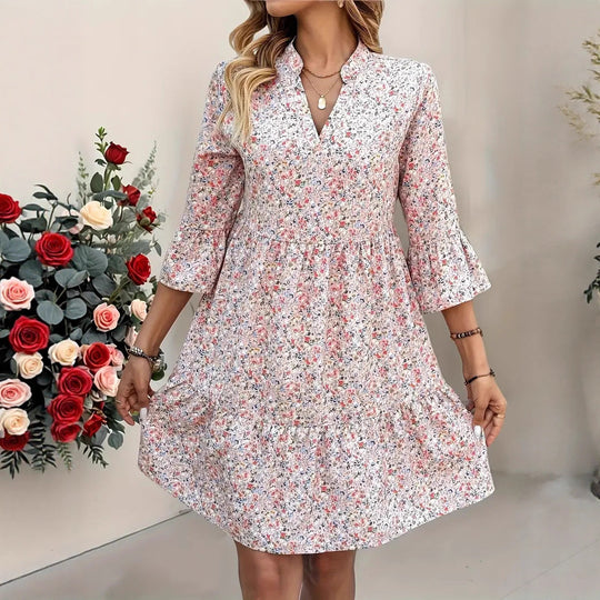 Damen Freizeitkleid mit floralem Design und Rüschen R&B