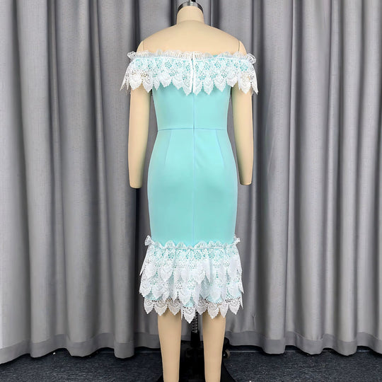 Damen Luxuriöses Cocktailkleid mit Spitzenakzenten R&B