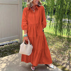 R&B | Lässiges Einfarbiges Patchworkkleid mit Reverstasche