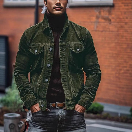 Herren Cordjacke im modernen Design mit praktischen Brusttaschen R&B