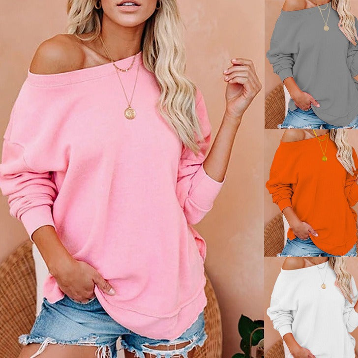 Damen Oversized Sweatshirt mit Schulterdesign R&B