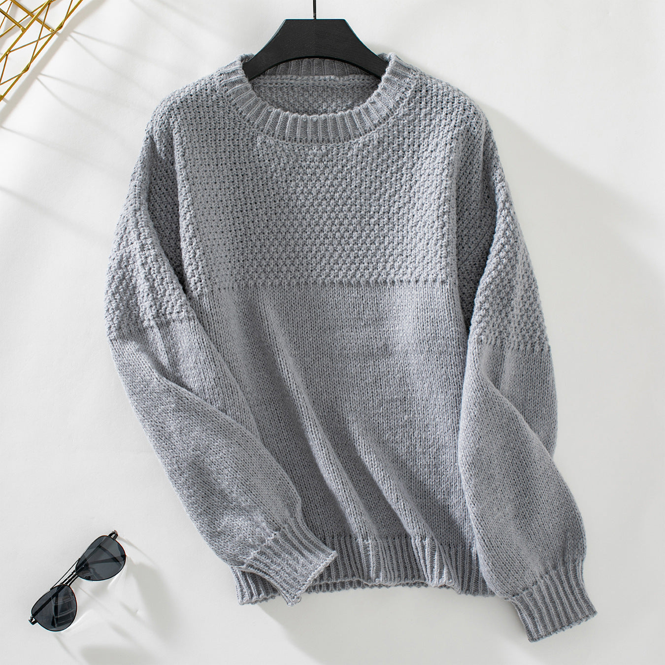 Damen modischer Strickpullover mit strukturiertem Design und lässigem Schnitt