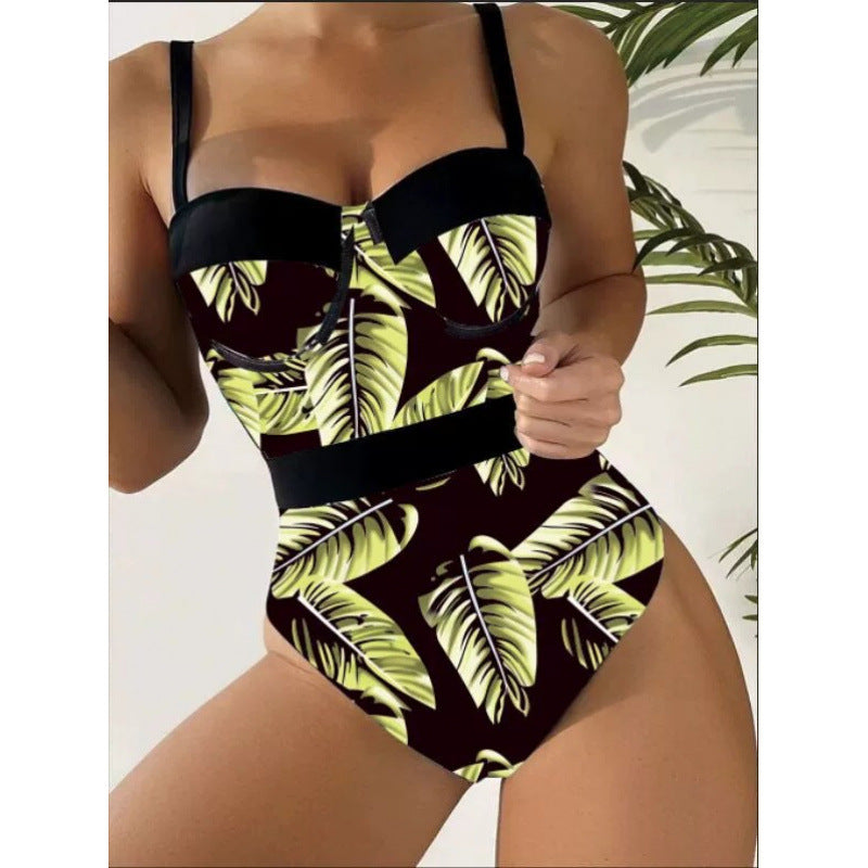 Damen Einteiler Badeanzug mit floralem Design und eleganter Silhouette R&B