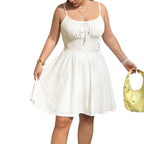 Damen Sommerliches Blütenmuster-Kleid mit Taillenband und Spitzenelementen R&B
