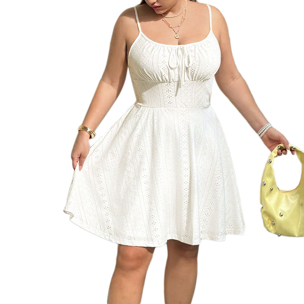 Damen Sommerliches Blütenmuster-Kleid mit Taillenband und Spitzenelementen R&B