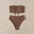 Damen Bandeau-Bikini-Set mit hohem Taillenslip und verstellbaren Trägern