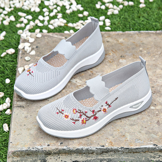 Damen Bequeme Sneaker mit floralen Stickereien R&B