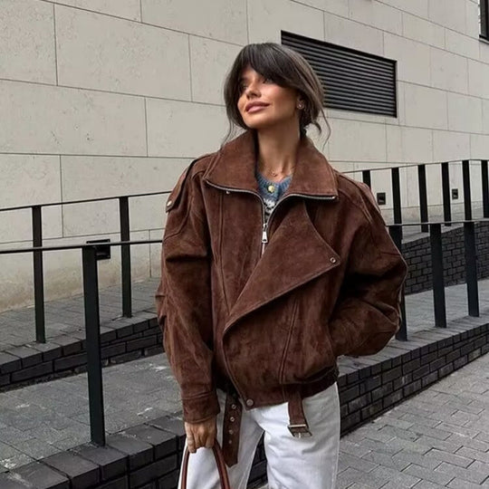Damen lässige Oversize-Jacke aus hochwertigem Material R&B