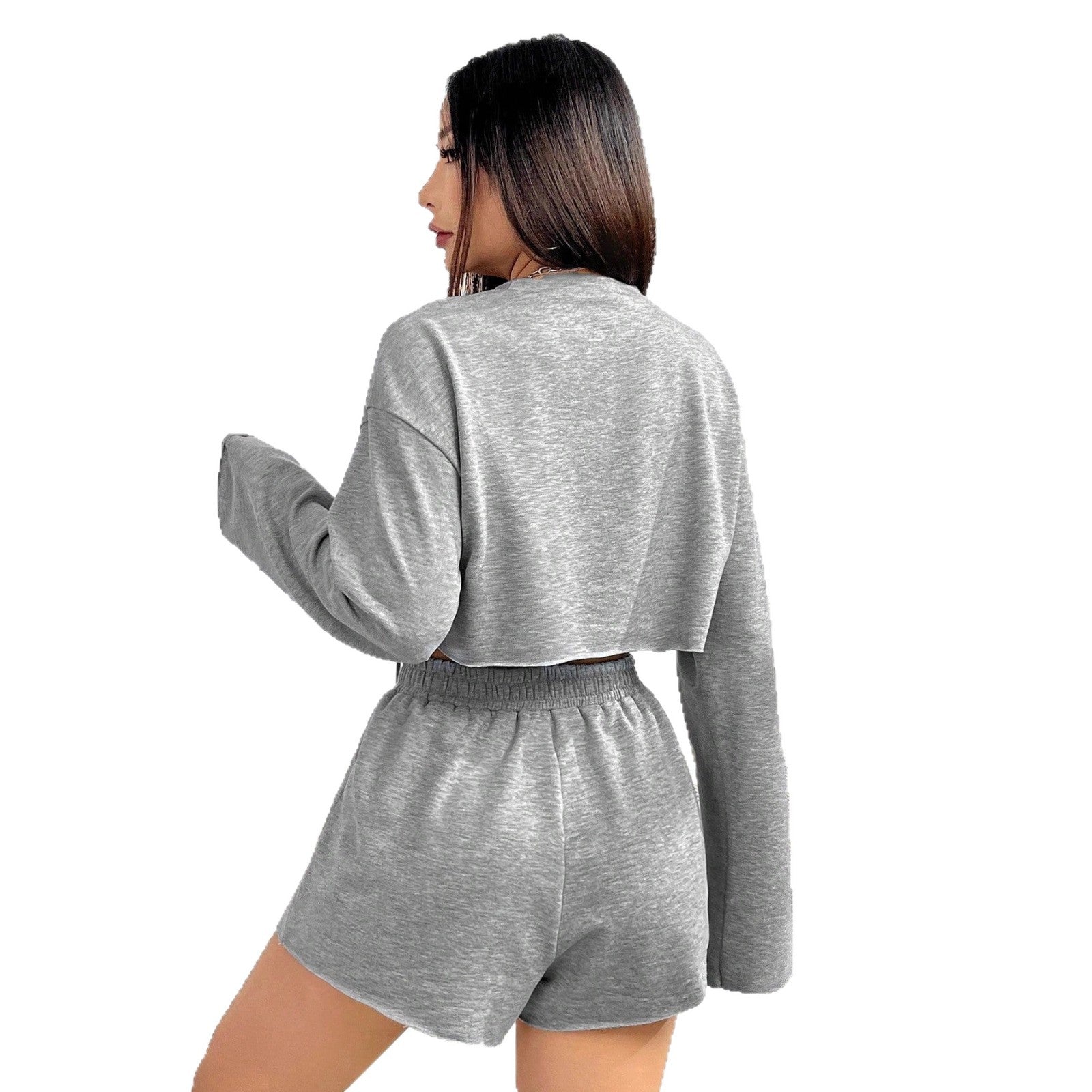 Damen Freizeit-Set mit lässigem Crop-Top und Shorts R&B