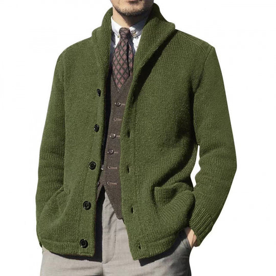 Herren Strickjacke mit modernem Stehkragen und praktischen Knöpfen R&B