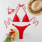 Damen Triangel-Bikini mit elegantem Goldakzent R&B