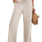 Damen Weiche Rippstrick-Hose mit elastischem Bund und praktischen Taschen R&B