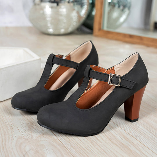 Damen elegante T-Strap Absatzschuhe R&B