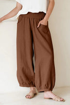 Damen weite Hose mit elastischem Bund und praktischen Seitentaschen R&B