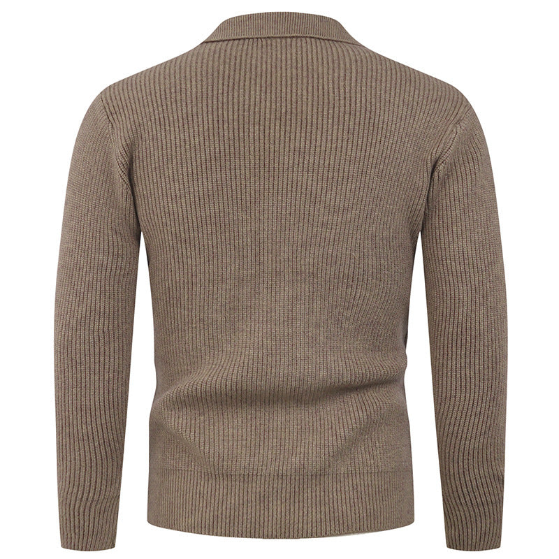 Herren Strickpullover mit modernem Polokragen und funktionalem Knopfverschluss R&B