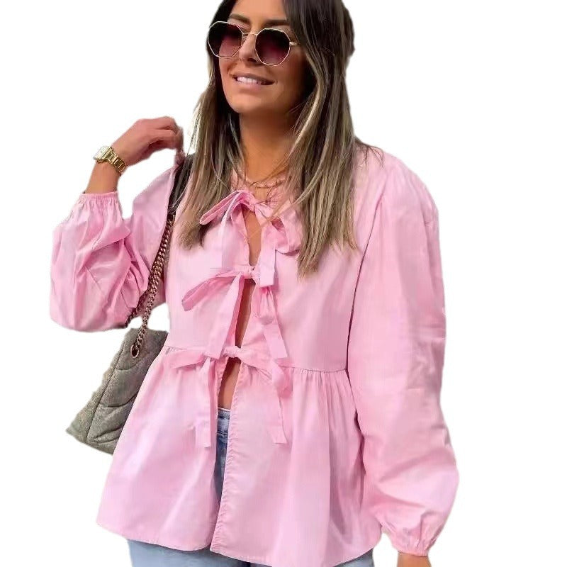 Damen Bluse mit verspielten Rüschendetails und Raffinförderungen R&B