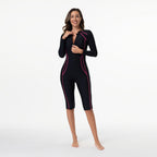 Damen Sportlicher Langarm-Schwimmanzug mit Reißverschluss R&B