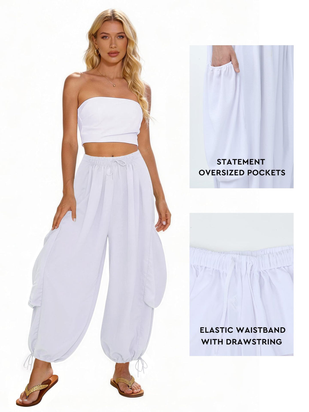 Damen Bequeme Freizeithose mit übergroßen Taschen und elastischem Bund R&B