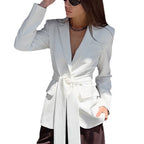 Damen Eleganter Taillierter Blazer mit Knotenverschluss R&B